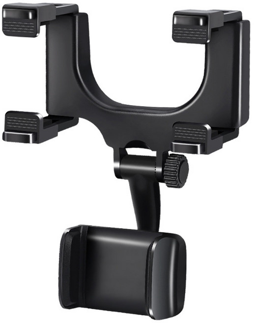 차량용 핸드폰거치대 룸미러거치대 블랙박스거치대 내비게이션거치대 360도 회전가능 손떨림방지, 블랙, 1개