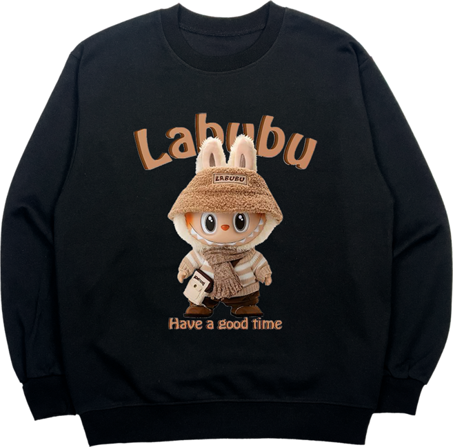 국내 생산 주니어용 모카 버니 라부부 맨투맨 스웨트 셔츠 POP MART LABUBU 키 130 140 150 160