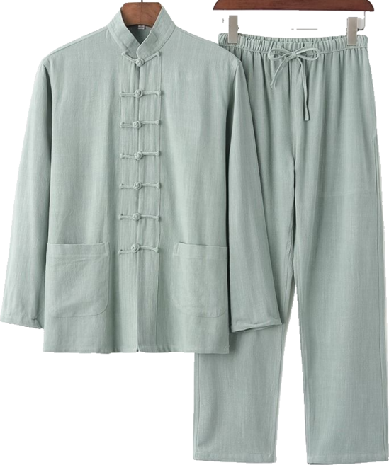 남자 린넨 바지 상하의세트 봄 가을 면 마 소재 긴팔 생활 세트 남녀 공용 삼베 태극복 연습복 뉴타임즈 2510YD0202