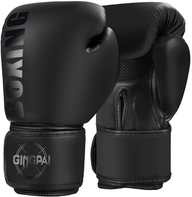 GINGPAI 깅파이 복싱글러브 권투 무에타이 킥복싱 스파링 MMA 장갑 GBOXQT, 1세트, 블랙