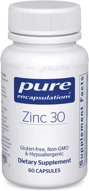 Pure Encapsulations Zinc 30 mg 퓰 엔캡설레이션즈 순수 캡슐 아연 30mg 60 ct 1팩, 1개, 60정 - 쿠팡