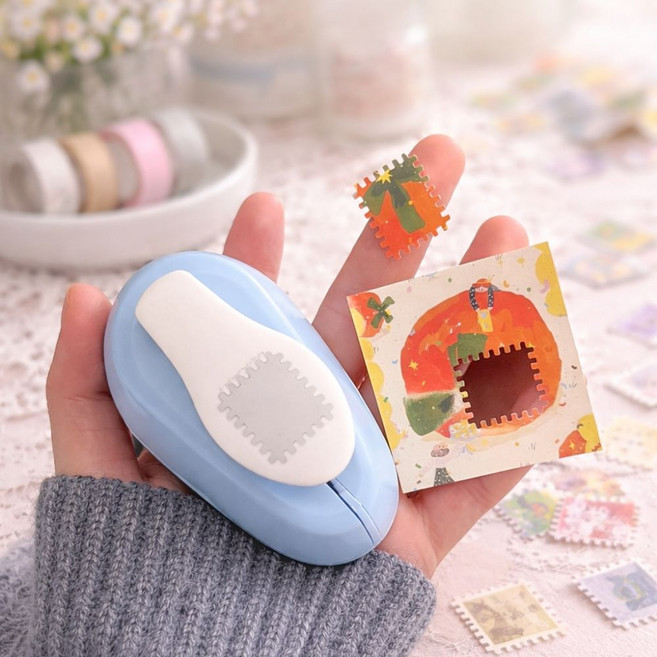 벡사 다이어리 꾸미기 직사각형 우표펀칭기, 1개, 우표모양