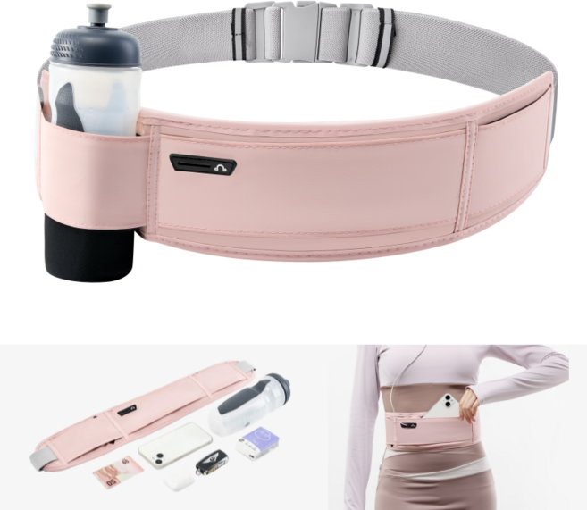 킵틸 프로용 초경량 물통 거치 밀착 러닝벨트, 1개, 핑크