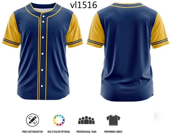 사용자 정의 남자 단추 야구 저지 승화 팀 로고 이름 번호 유니폼 디자인 나만의 운동복 VL1516, 15 L, 06 VL1516