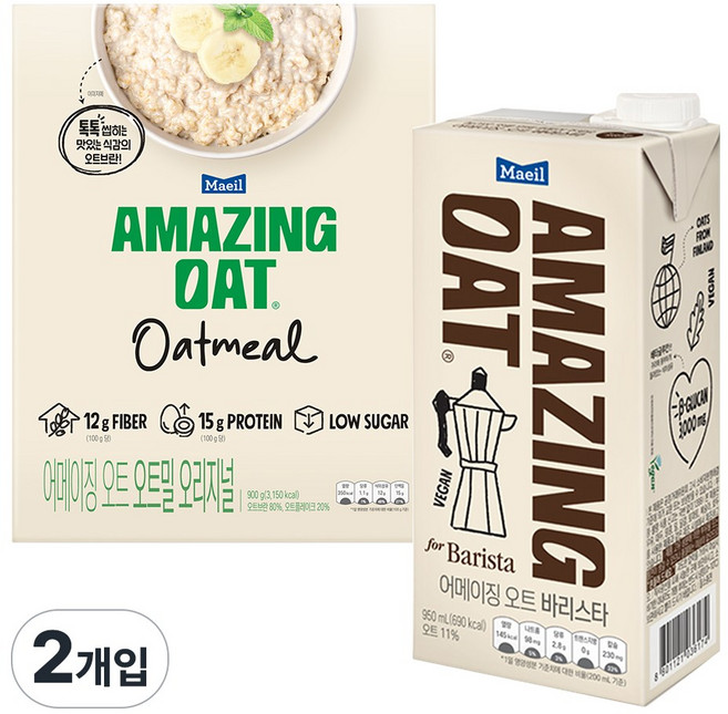 매일유업 어메이징오트 오트밀 오리지널 900g 1개 오트 바리스타 950ml 1개, 900ml