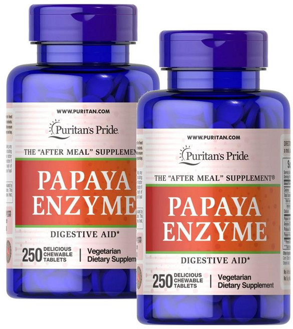 퓨리탄스프라이드 파파야 엔자임 츄어블 타블렛 Puritans Pride Papaya Enzyme Chewable tablet, 250정, 2개