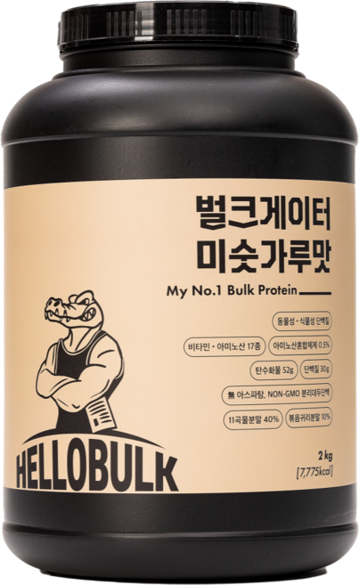 헬로벌크 게이너 살찌는 단백질보충제 벌크업 식사대용 프로틴 미숫가루맛, 2kg, 1개