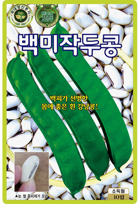 산들마켓 백미 작두콩씨앗 10립 덩굴성으로 백피가 선명한 국내산 콩씨 종자, 2개