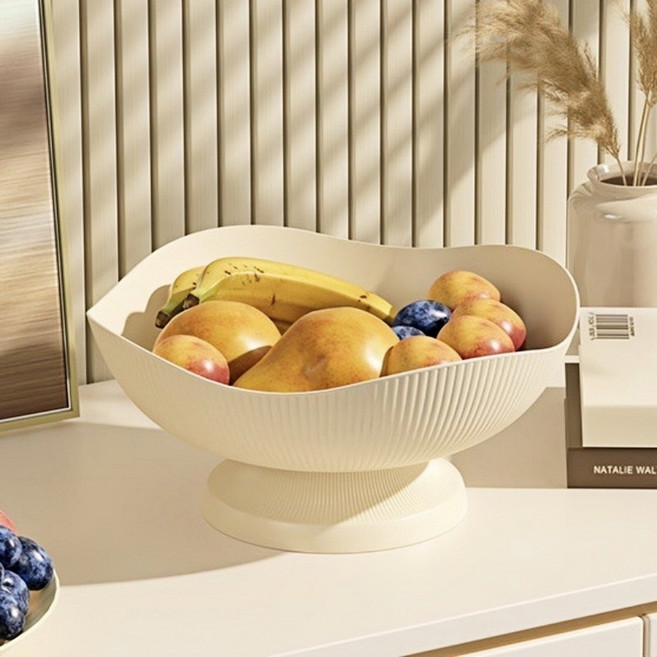 크림 스타일 물빠짐 과일 트레이 다목적 예쁜 과일바구니 26.1CM, 화이트, 1개