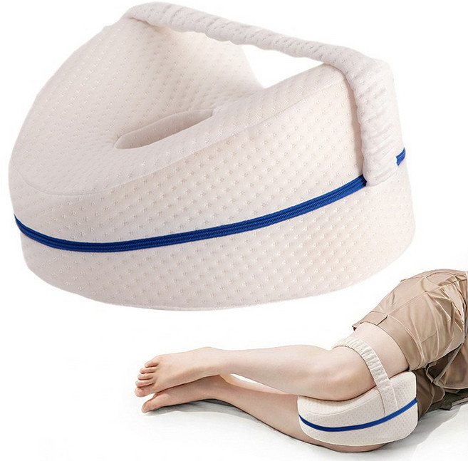 Jeernare 무릎 사이 다리 베개 메모리폼 발베개 종아리 수면 다리쿠션, 화이트
