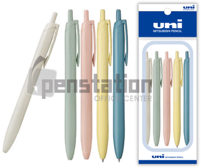 유니 제트스트림 라이트 터치 단색 0.5mm 5개 세트, 쉘화이트+세이지+코랄핑크+라이트옐로+포레스트블루