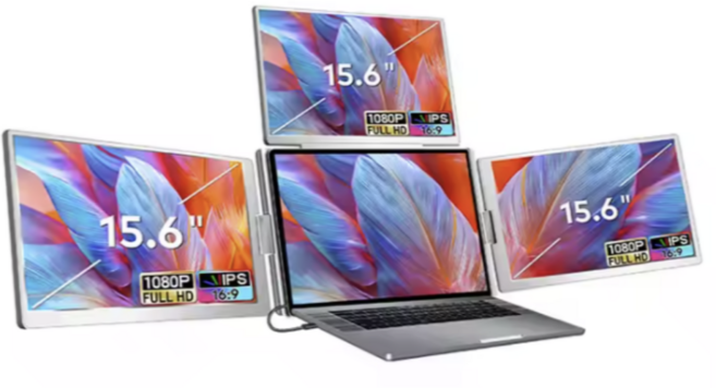 노트북 트리플모니터 포터블 듀얼 모니터, 15.6인치 트리플모니터 (스탠드형) S888, 39.62cm