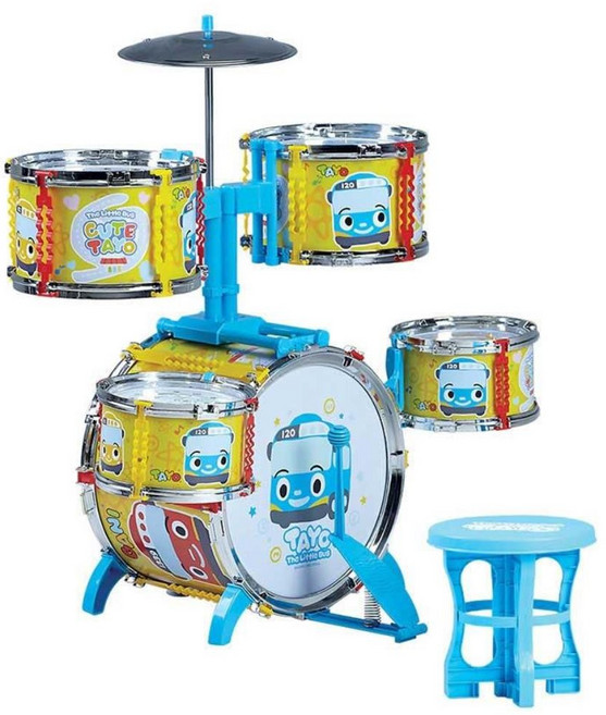 악기놀이 어린이 리듬 드럼세트/ 학예회준비 드럼입문 치료 양손연주 홈스쿨링 타악기, 혼합색상, 1개