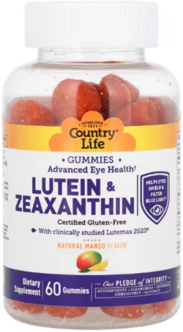 Country Life 루테인 10mg & 제아잔틴 2mg 망고 맛 구미 Lutein & Zeaxanthin 60정, 1개 - 쿠팡