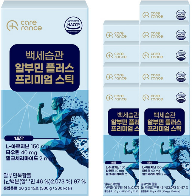 케어란스 백세습관 알부민 플러스 프리미엄 스틱, 10개, 300g