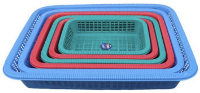 선우산업 주름 사각소쿠리 모음 1호 2호 3호 상추바구니 플라스틱 야채 과일 채소 소쿠리 바구니, 하늘, 1개