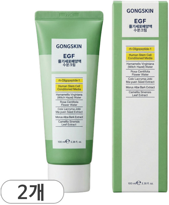 공스킨 줄기세포&EGF&엘라스틴 수분크림 피부활력 탄력 주름개선 크림, 100ml, 2개