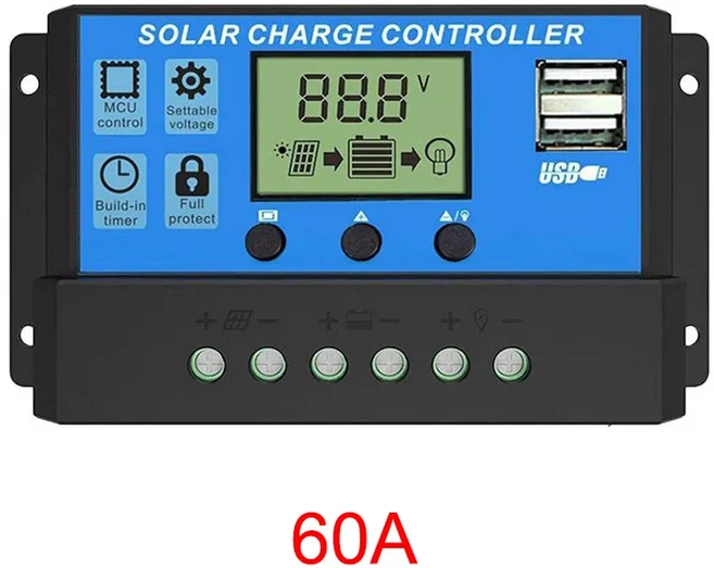 MPPT 30A/40A/50A/60A/100A 태양광 충전 및 방전 컨트롤러 LCD 디스플레이 4 USB 자동 태양전지 패널 충전, 03 60A, 03 60A