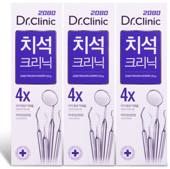 2080 닥터크리닉 치석치약 120g, 3개