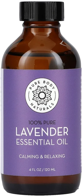 Pure Body Naturals 순도 100% 에센셜 오일 라벤더 120ml(4fl oz), PureBodyNaturals순도100에센셜오일라벤더1, 1개, 120ml - 쿠팡