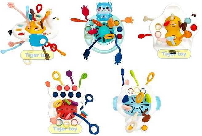 영유아완구 촉감자극 딸랑이 당기기놀이 5종세트/ 소근육 지능발달 소근육발달 IQEQ, 1개