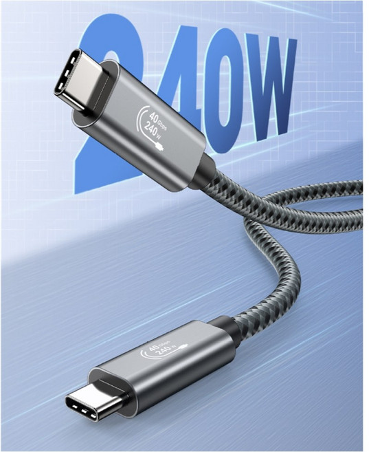 USB4 USB4.0 40Gbps 雷電4 數據線 8K@60Hz影音傳輸PD 240W快速充電, 1個, 長度1米, 長度1米