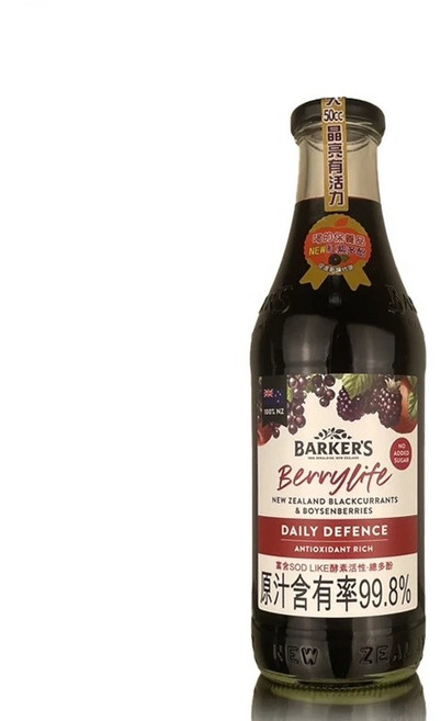 BARKER'S Berrylife 紐西蘭綜合莓果汁 黑醋栗波森莓, 710ml, 1瓶