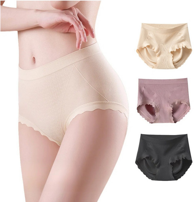 Veimia 베이미아 여성 팬티 스판 삼각팬티 하이웨스트 심리스팬티 3p 세트 빅사이즈 힙업 팬티