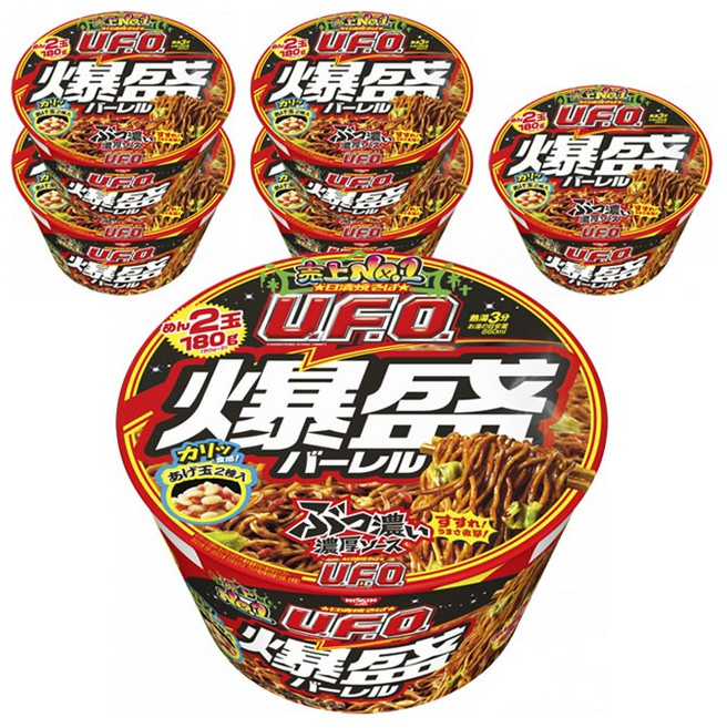 닛신 야키소바 UFO 폭성 배럴 223g, 6개