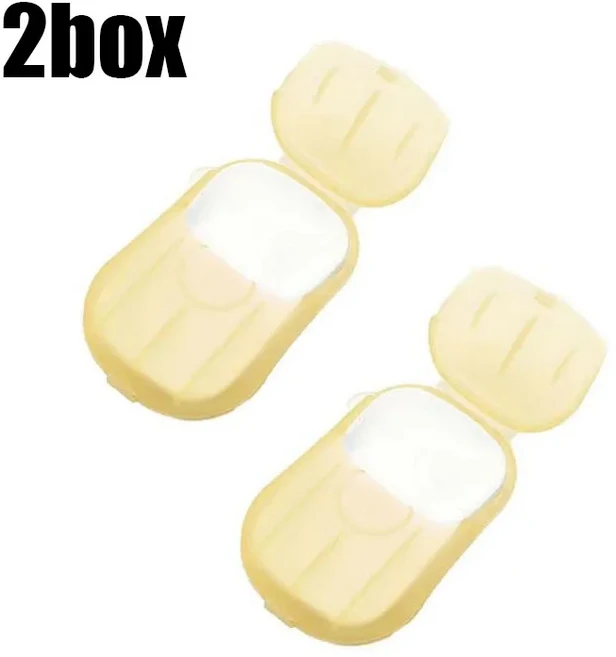 2/4/6박스 일회용 비누 종이 여행용 손 씻기 목욕 청결 향기 나는 슬라이스 시트 미니 욕실 용품, 04 2pcs yellow