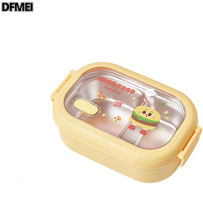 DFMEI 薯條漢堡不鏽鋼飯盒保溫專用分格兒童卡通餐盤上班族便當盒餐盒, 1個, 6291漢堡飯盒:參考詳情
