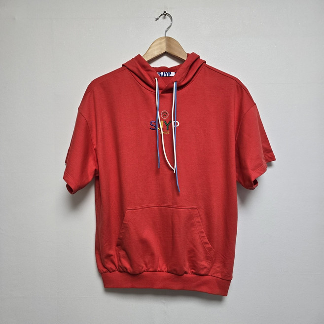 (빈티지)﻿ 에스제이와이피 오버핏 반팔 후드티&반바지 오렌지(S)