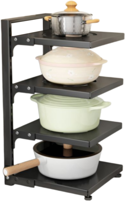 가려거든 높이조절 굵은두께 후라이팬 냄비 정리대, 1개, 블랙 단면, 4단