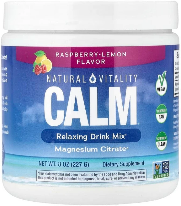 Natural Vitality CALM® 릴랙싱 드링크 믹스 라즈베리-레몬 226g(8oz) PTG-04350, Natural Vitality 내추럴 바이탈리티, 칼름, 227g, 1 - 쿠팡