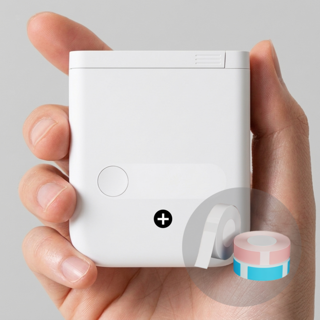 AY 휴대용 감열식 네임스티커 미니 라벨 프린터, 1개, 흰색