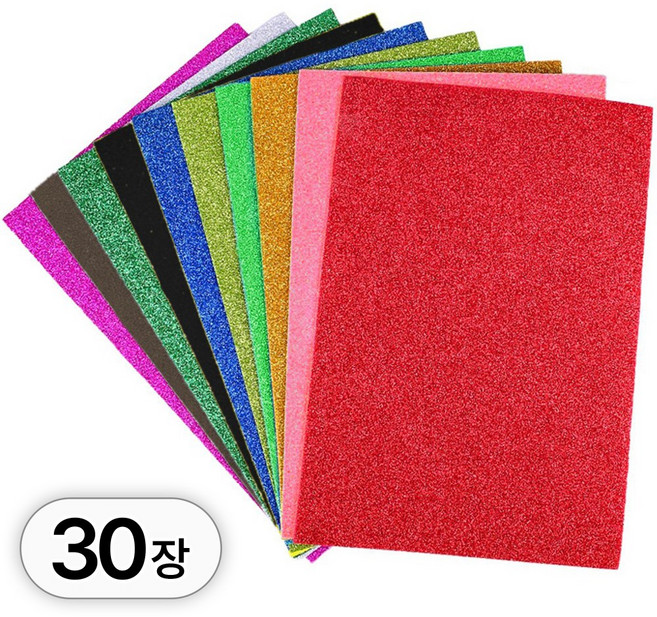 투데이리빙 30장 세트 10색 반짝이 글리터 펠트지 점착 컬러 펠트 부직포 EVA DIY 만들기 미술 공예, R98094A(10색, 30개
