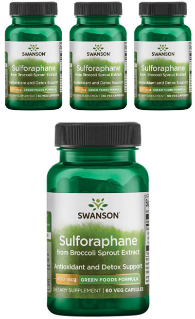 Swanson 斯旺森 蘿蔔硫素素食膠囊 400mcg, 60顆, 4罐