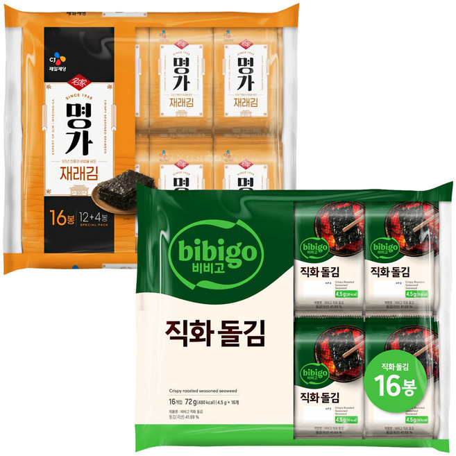 명가 재래김 4g 16봉+직화돌김 4.5g 16봉, 64g, 64g