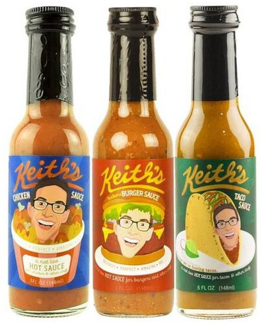 키스 핫소스 트리오 바이 히토니스트: 치킨 버거 & 타코 천연 재료로 만든 모든 식사를 위한 향신료와 톡 쏘는 순한 맛의 조합 5파운드 온스 병(3팩), 3개, 148ml