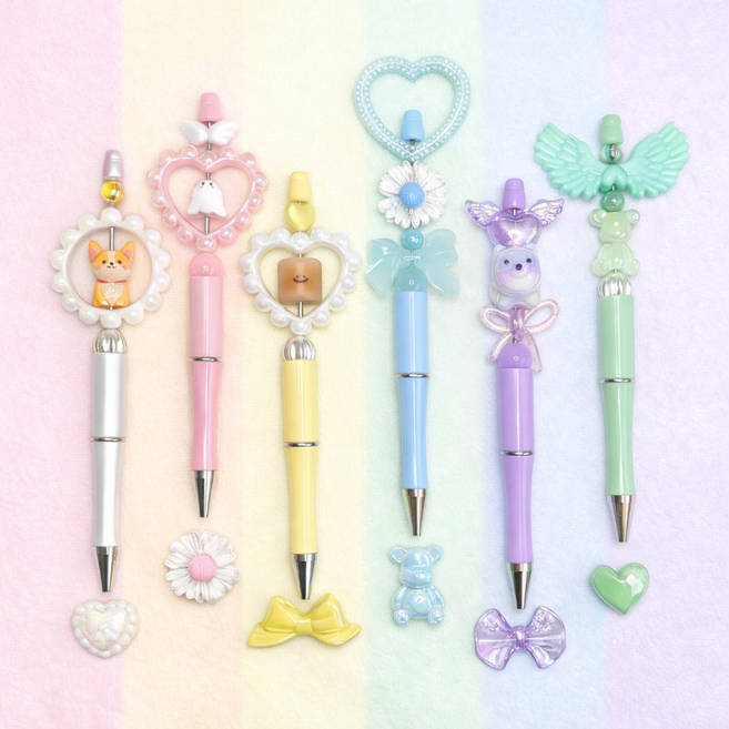 볼펜꾸미기 스쿱세트 20종 거울 빗꾸미기 DIY 랜덤 볼꾸 동대문 비즈 만들기 키트 체험, 1세트, 연장심 12cm,1개