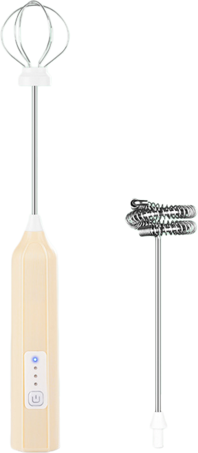 무선 휘핑기 거품기 크림 믹서 충전식 미니 저소음, 노란색, JLL-7611