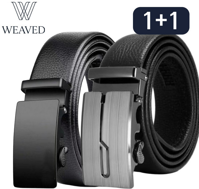 위브드 1+1 프리미엄 자동버클 가죽 남성 벨트