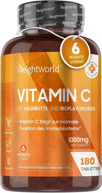 WeightWorld 비타민C 1000mg 180정 비건, 비타민 C 정제, 1개 - 쿠팡