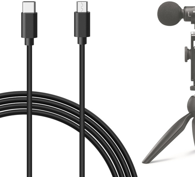 Geekria 크리에이터용 마이크로 USB - USB C 마이크 케이블 6.5ft/2m MV88+ MV5 MV51 MVi 마이크 코드와 호환(검은색), YCX5-05, 1개