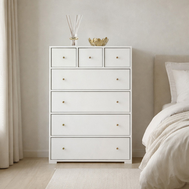 동서가구 샤이니 5단 7칸 깊은 서랍장, 화이트