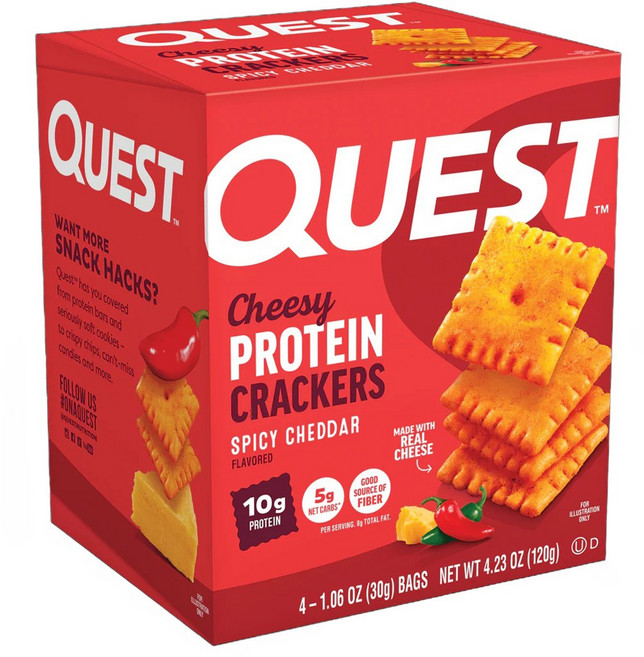 QUEST NUTRITION 起司蛋白餅乾 辣味切達起司口味 4入, 1個, 120g
