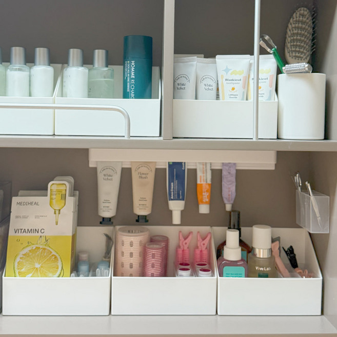 리블리홈 탈부착 칸막이 화이트 사각 수납함, 2개