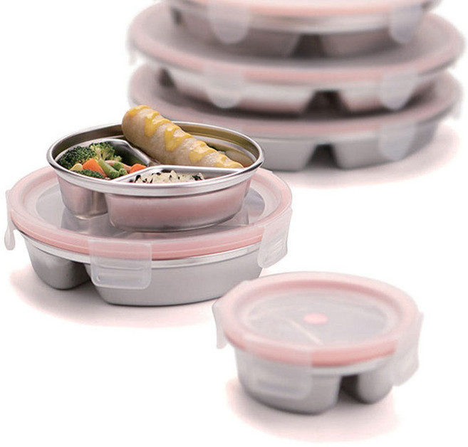 씨앤티코리아 스텐락 퓨어 원형 찬통 찬합 스테 반찬 나눔통 밀폐 원형 용기, 4호, 1개