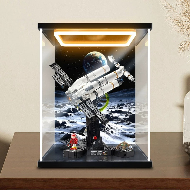 레고장식장 프로젝트 헤일메리 11389 오픈형 아크릴 디스플레이 케이스, 블랙바닥+배경+조명