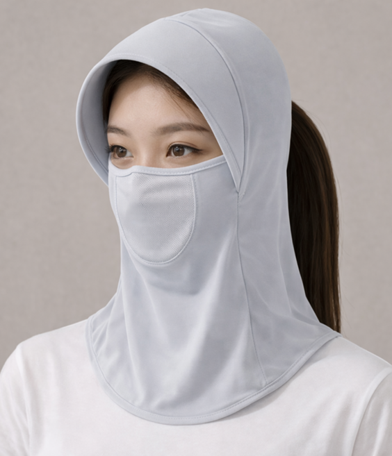 비플로 쿨가드 자외선차단 후드 풀페이스 마스크, 1개, 아이스그레이 에어핏